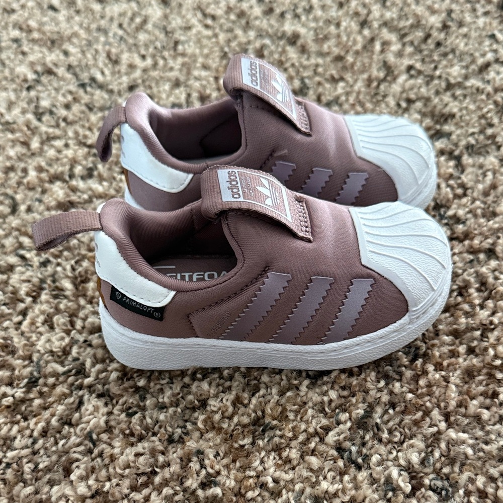 adidas Baby Slip-On Sneakers in Mauve and White